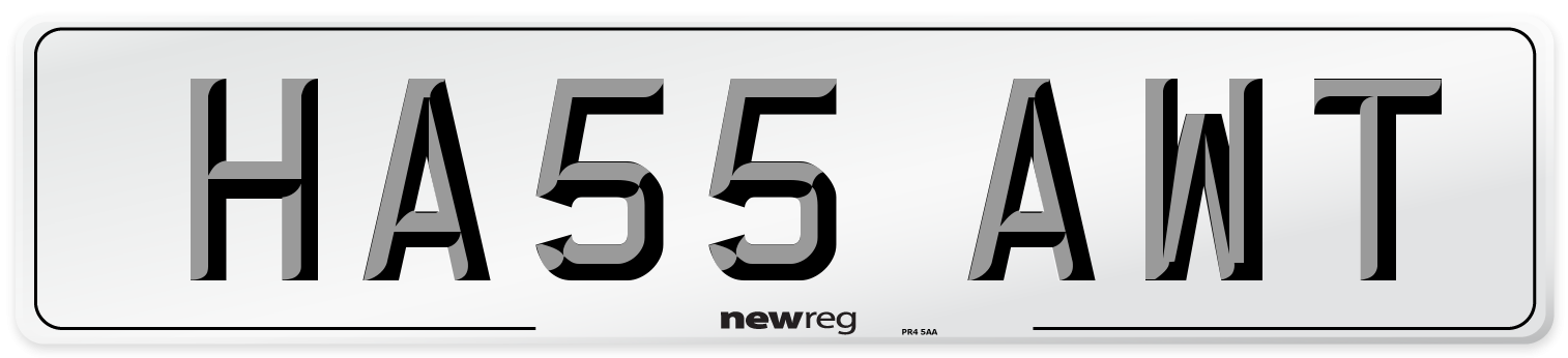 HA55 AWT Number Plate from New Reg